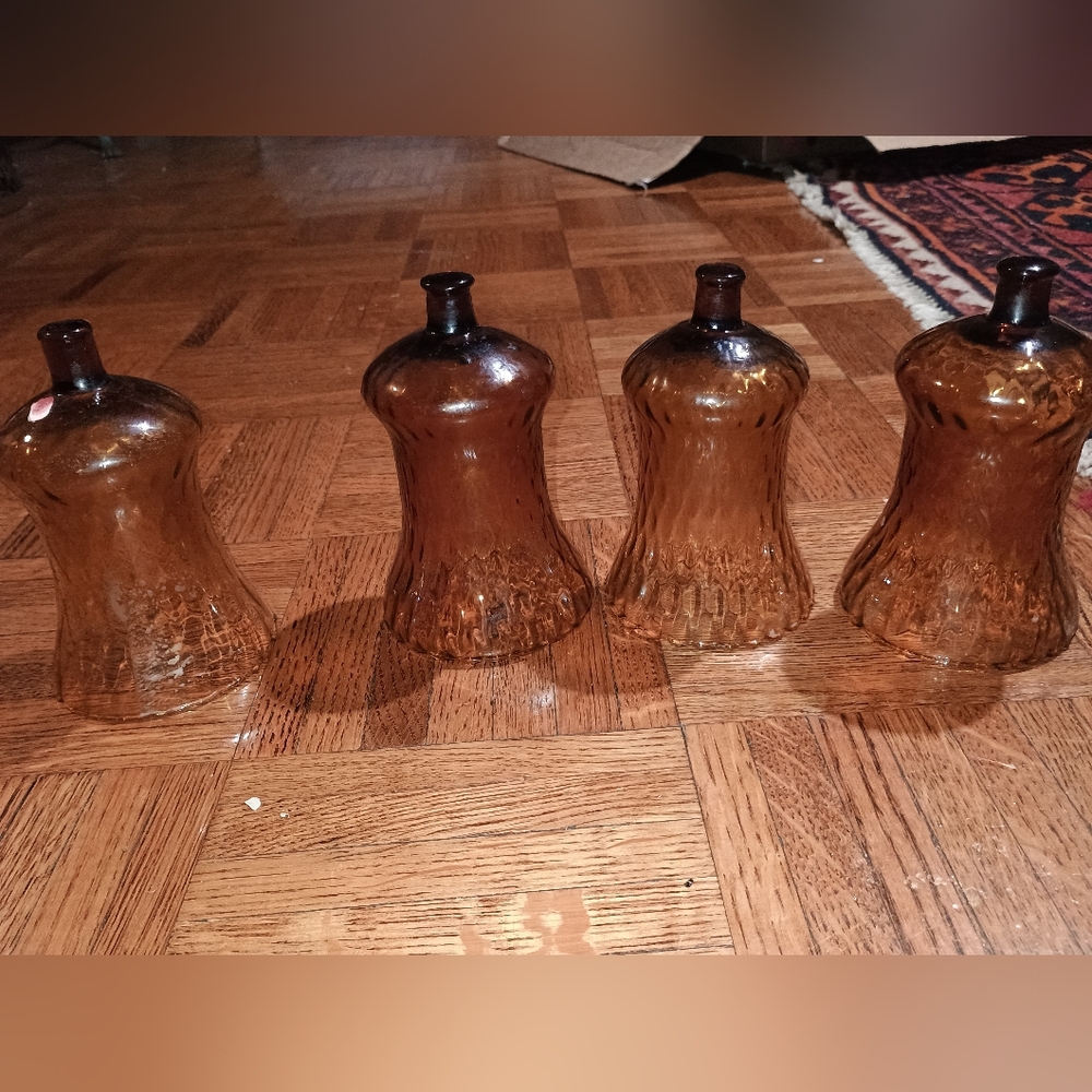 VTG 4 Homco Home Interiors Amber Honeycomb Optic Glass Peg Votive Candle Holder - Picture 2 of 7